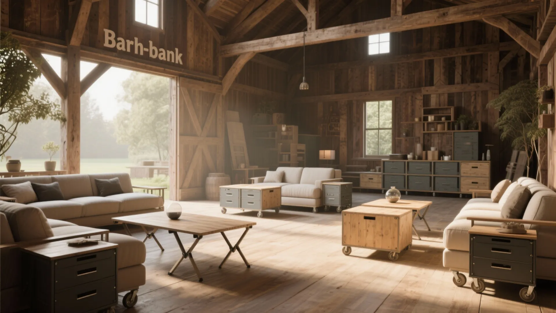Flexible furniture arrangement in barn conversion