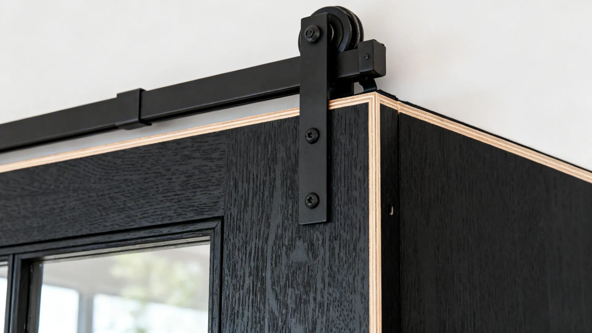 Sliding Barn-Style Door with Transom Light