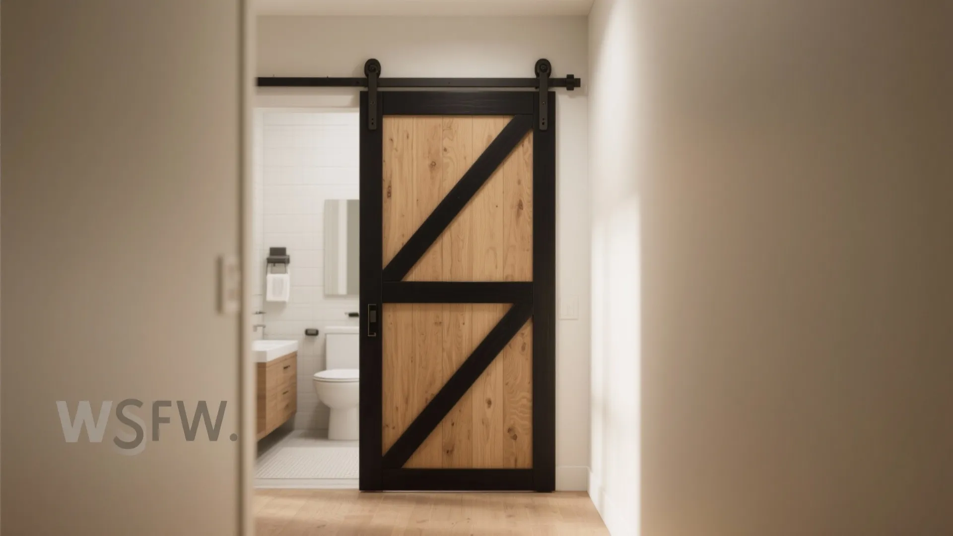 Barn-Style Sliding Door With Moisture-Smart Finishes