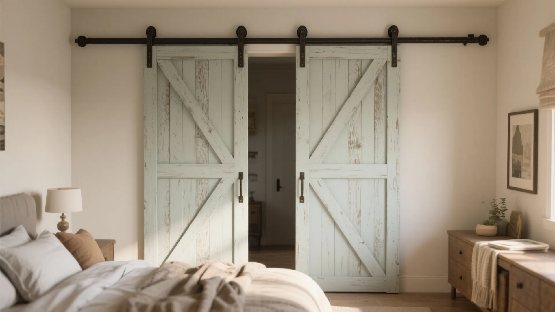 3. Barn-style Sliding Double Doors for Personality