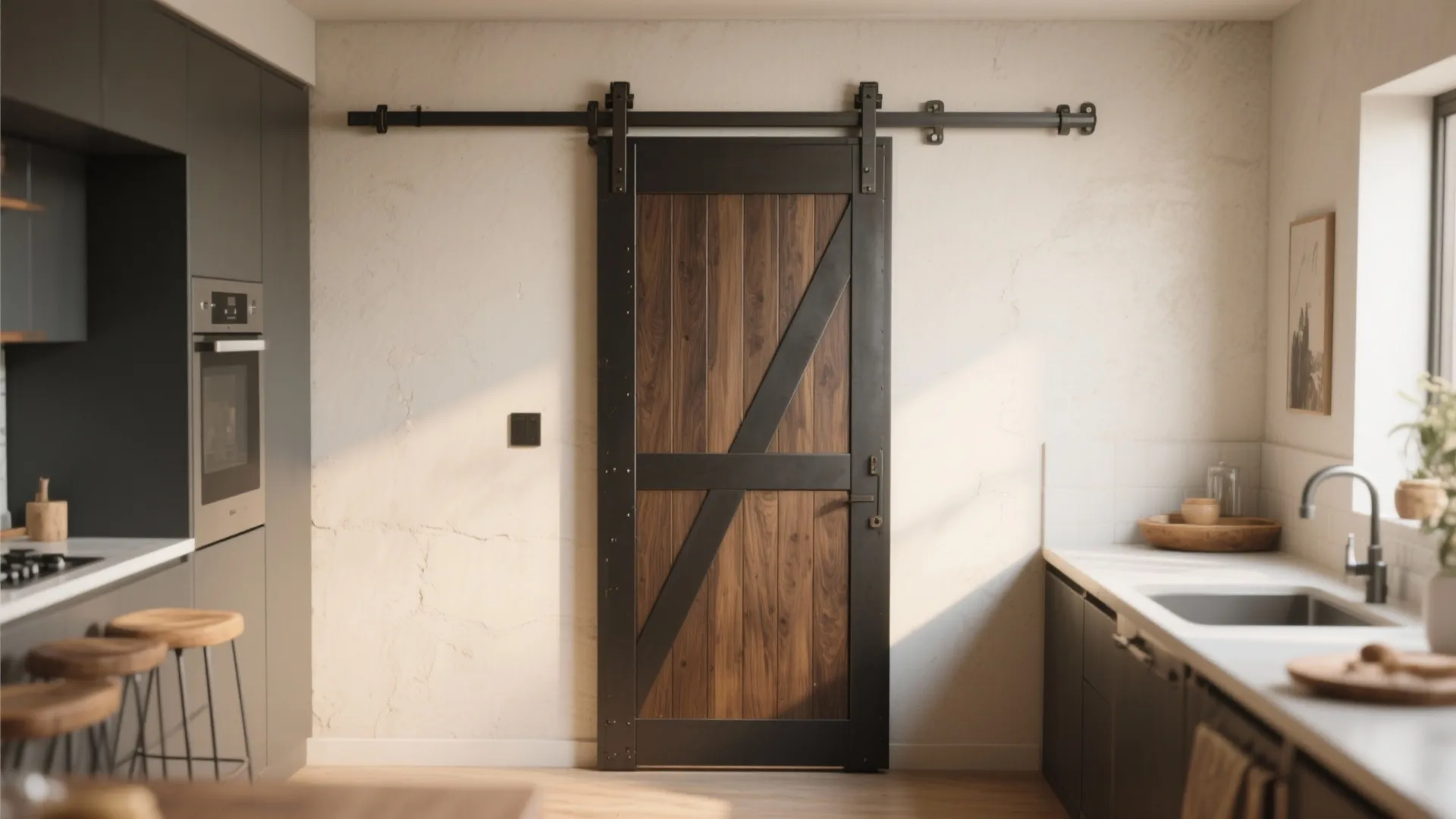2. Surface-Mounted Sliding Doors (Barn or Track)