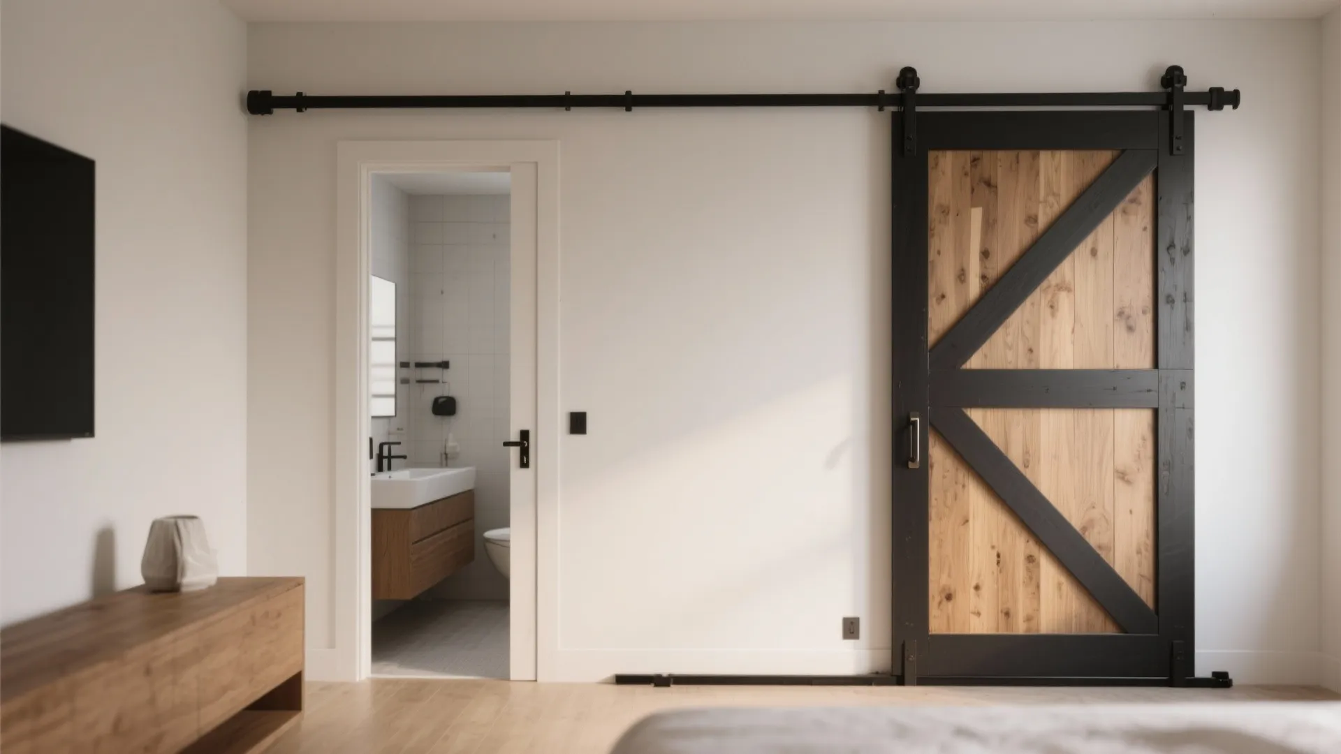 Barn-Style Track Door with Privacy Lock