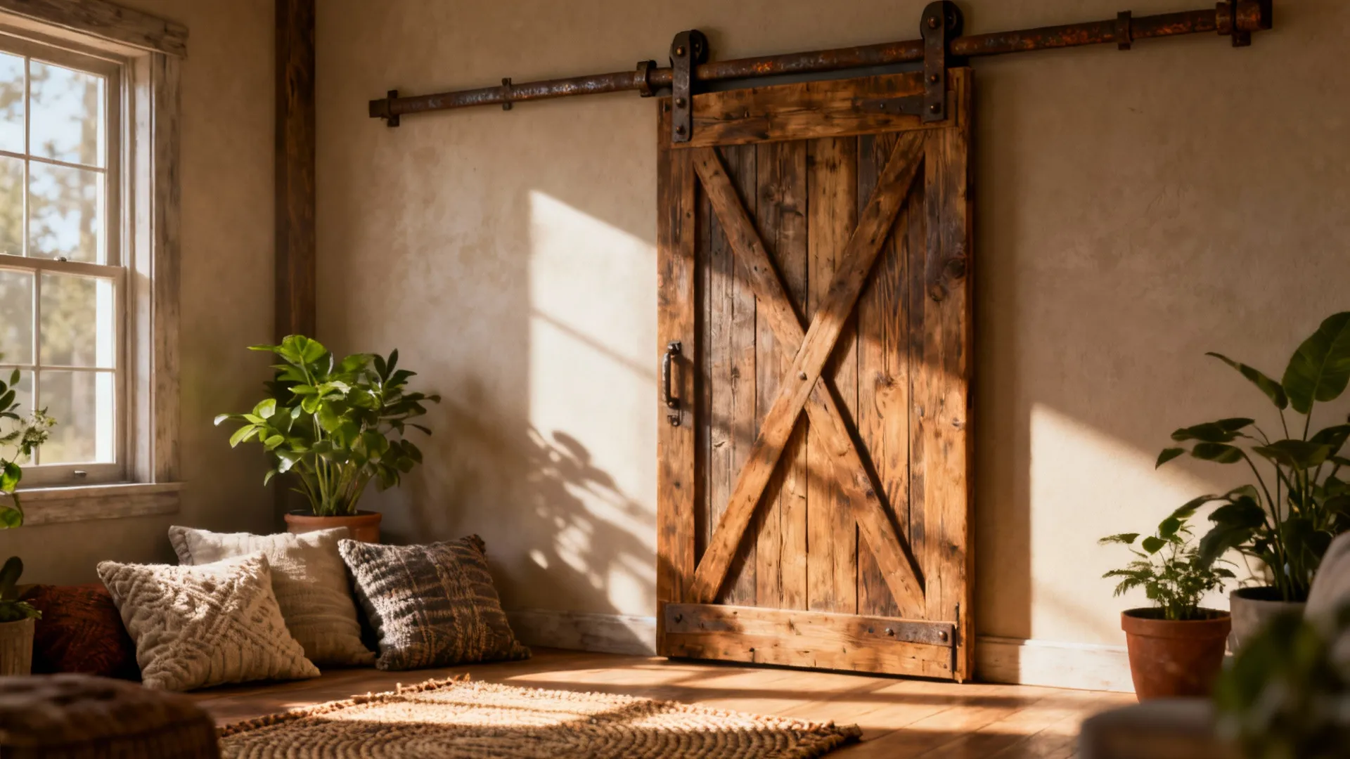 2. Barn-Style Wooden Sliders for Warmth