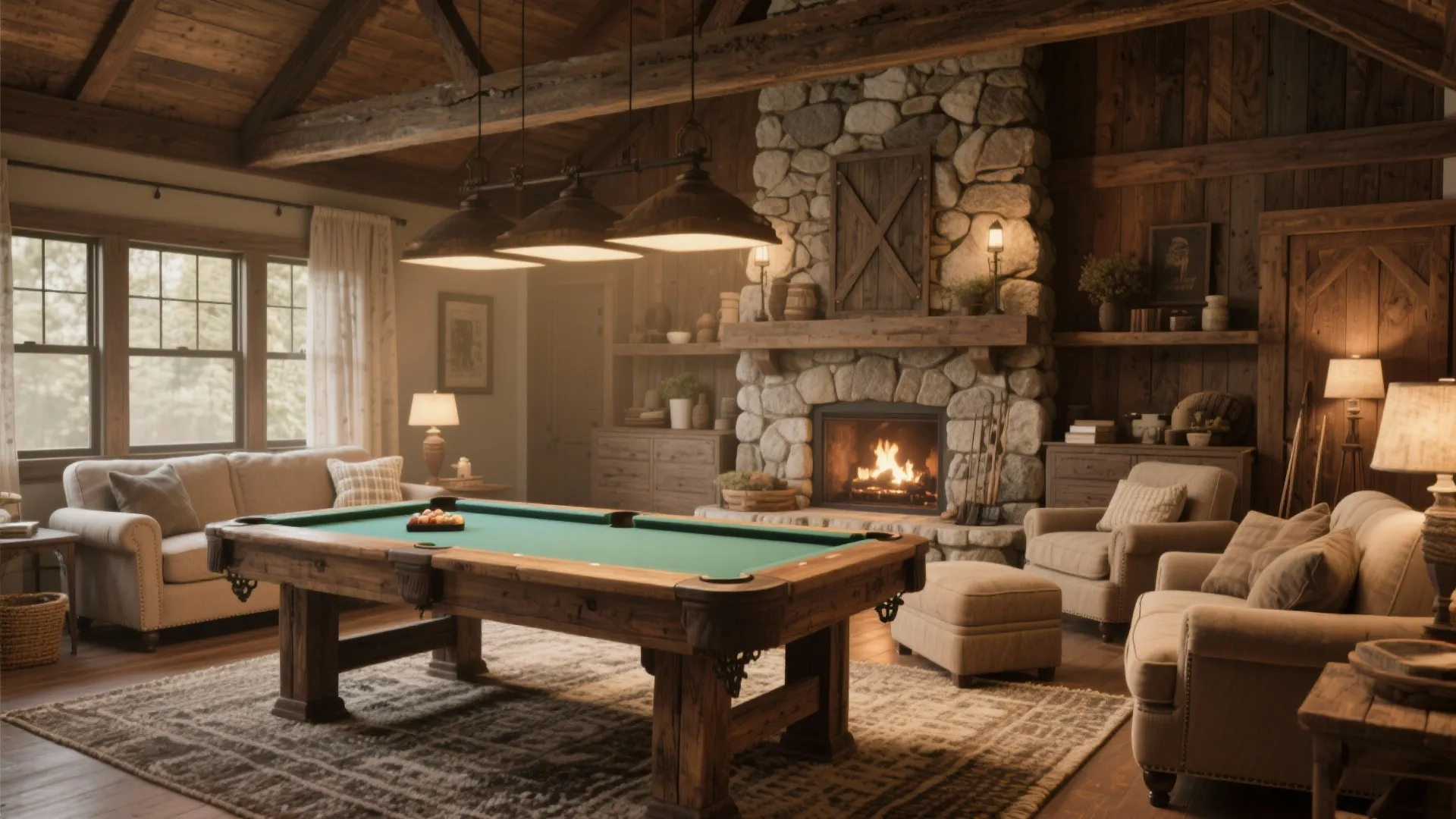 Vintage Barnwood Pool Table