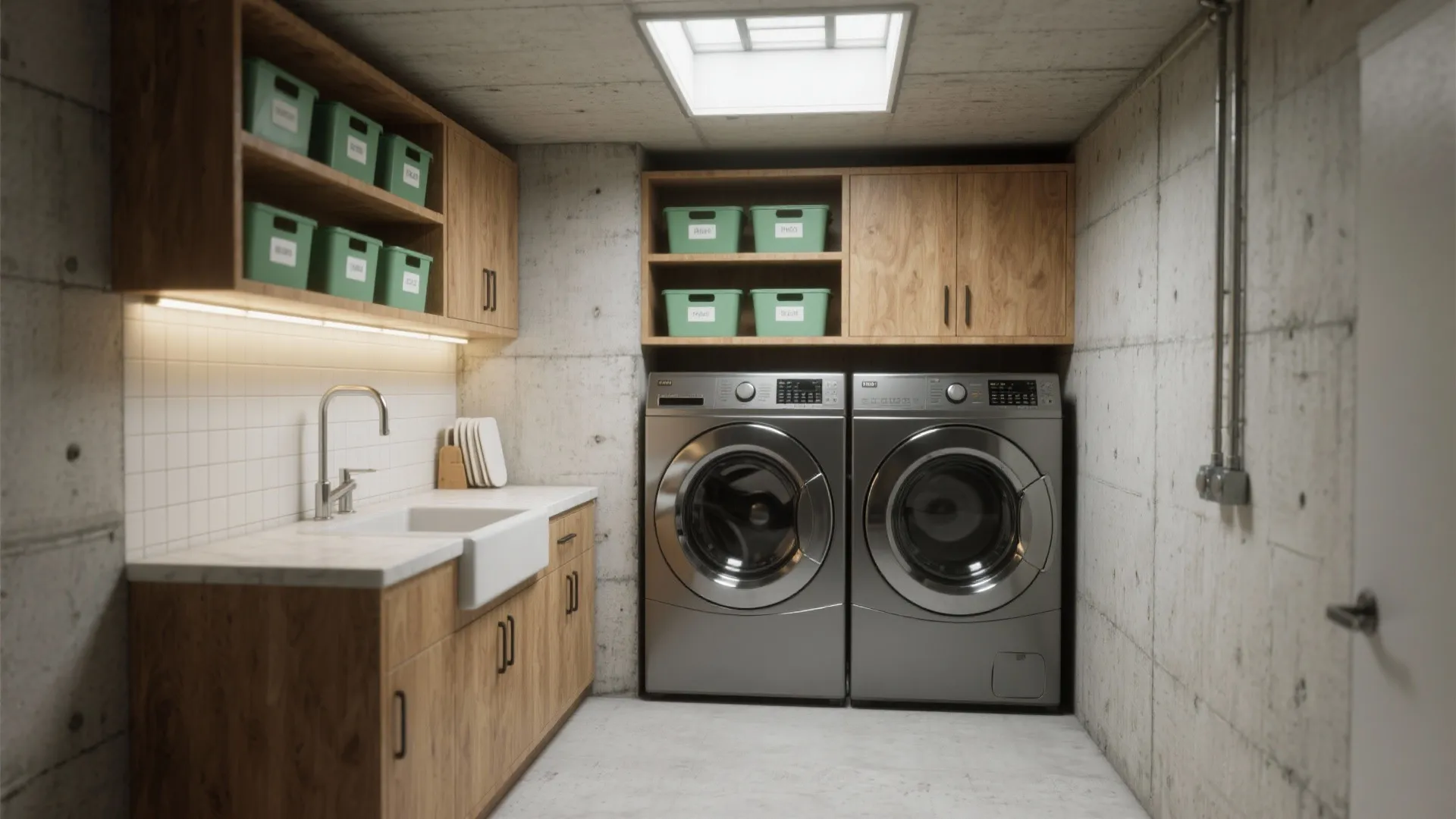 5 Laundry Room Ideas for Unfinished Basements: Small-space, low-cost solutions to make an unfinished basement laundry functional and pleasant