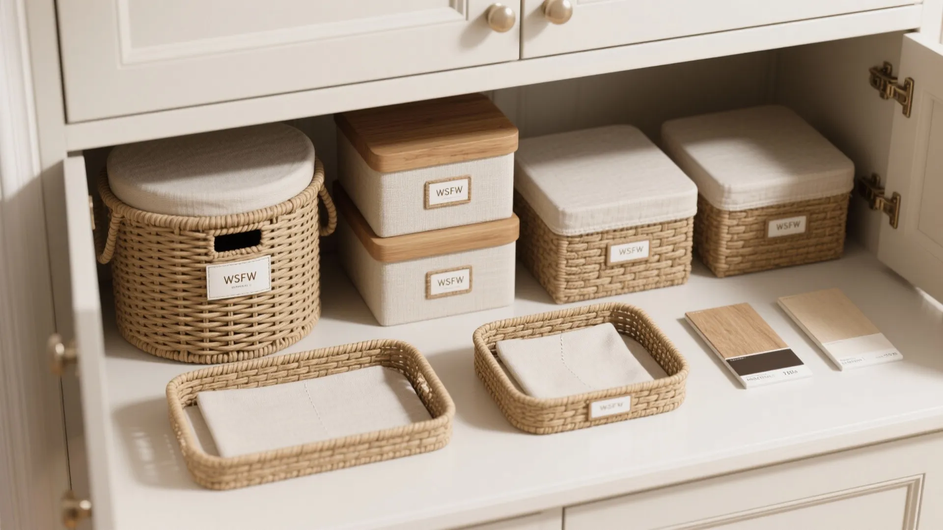 5. Hidden storage: baskets, trays, and decorative boxes