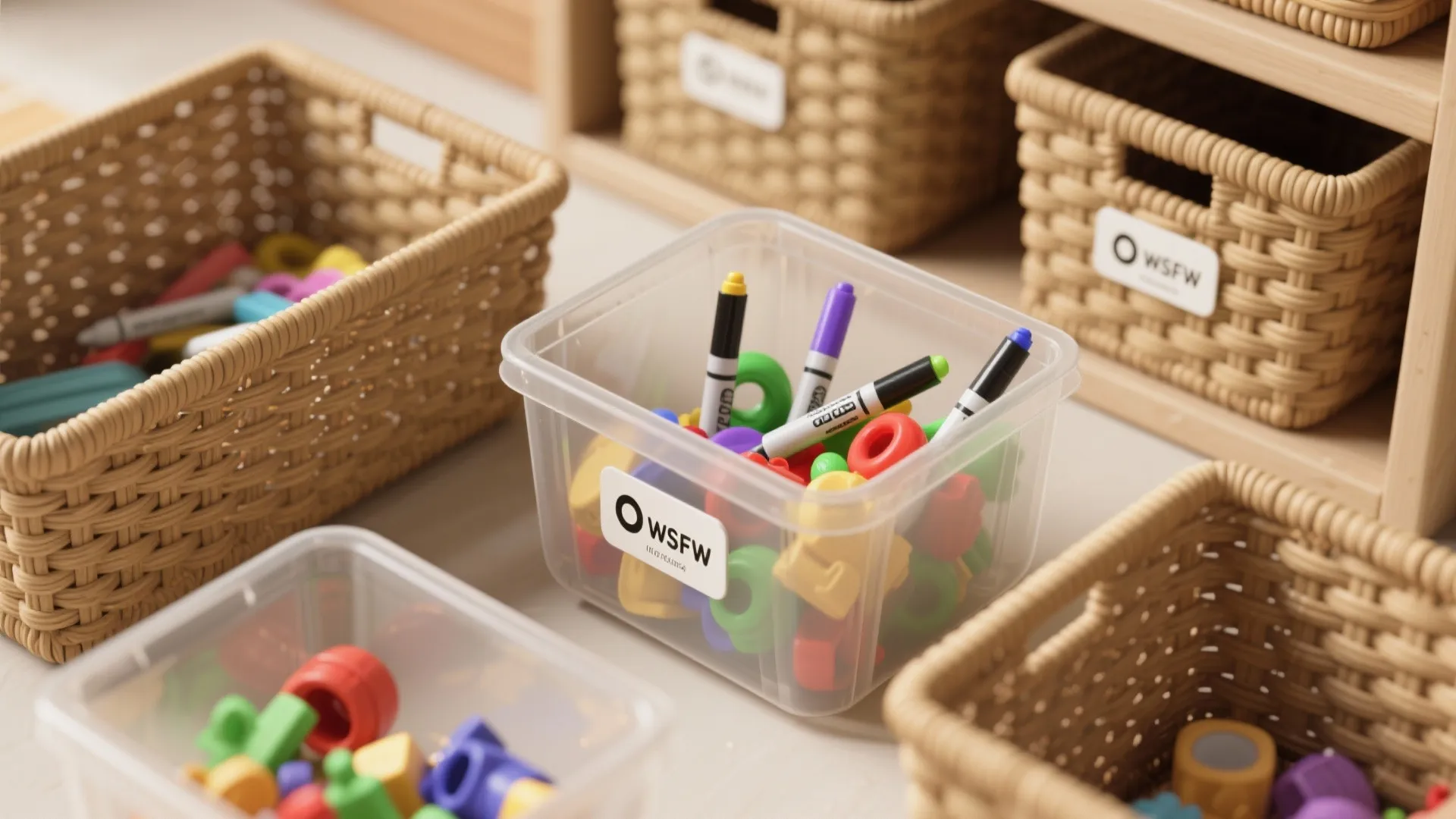 5. Multi-use baskets and clear labeling