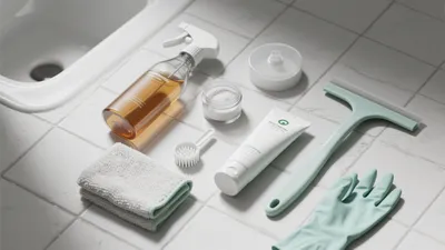 Clean Bathroom Essentials with Mint Accent