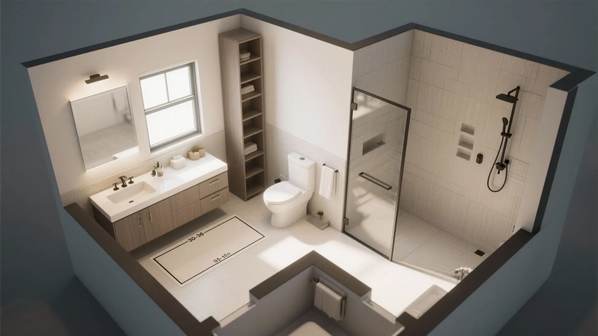 1) Light-first layout with zoned storage