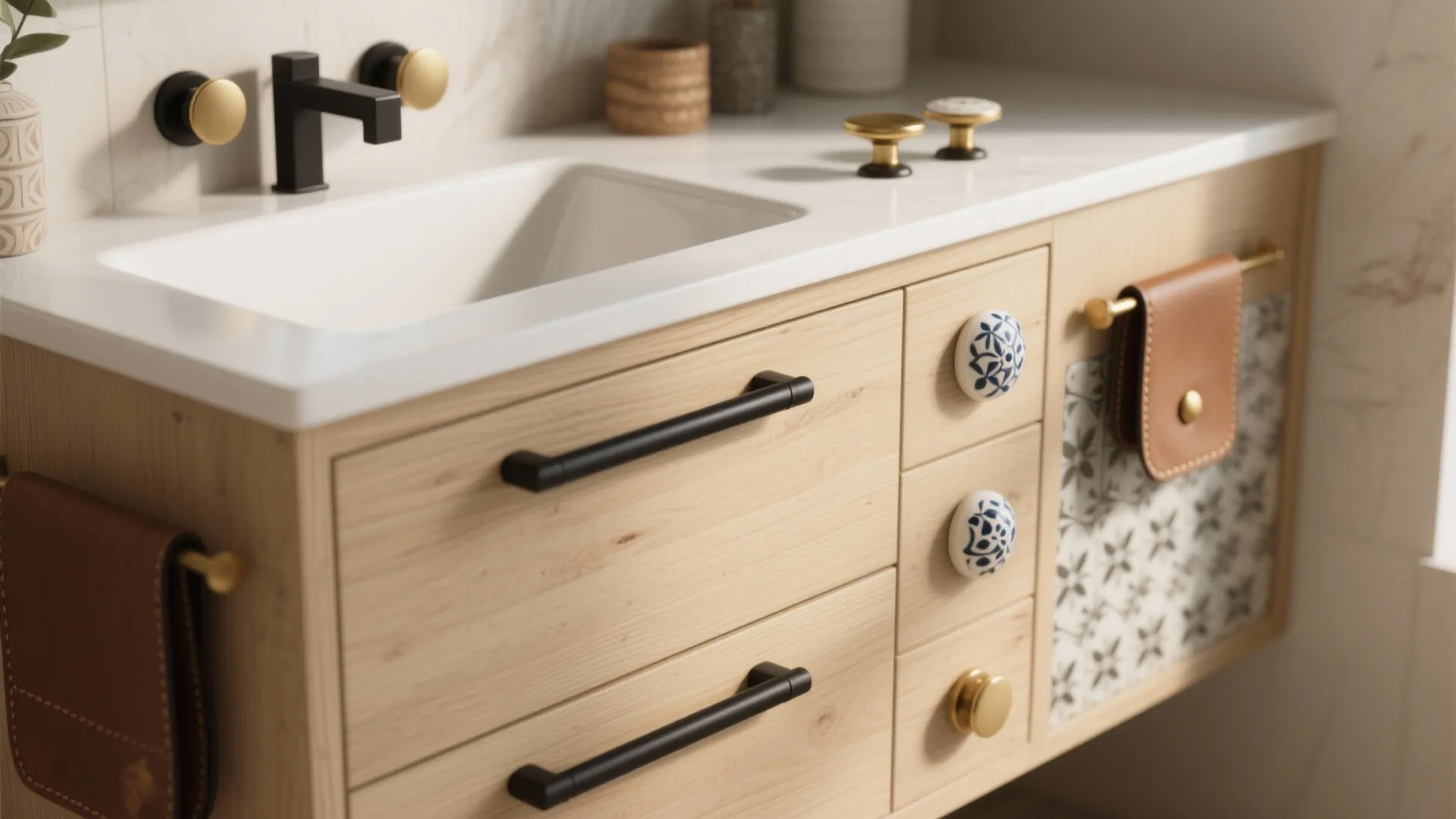 Bathroom Cabinet Pulls and Knobs: 5 Ideas: Practical, stylish bathroom cabinet pulls and knobs I’ve used in small-space projects