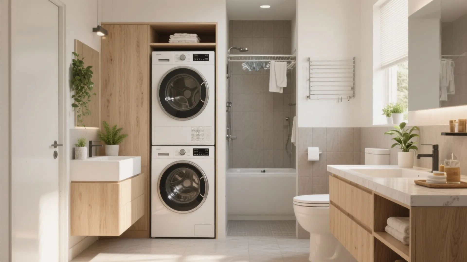 5 Combination Bathroom Laundry Room Ideas: Small-space strategies to blend a bathroom and laundry without the chaos