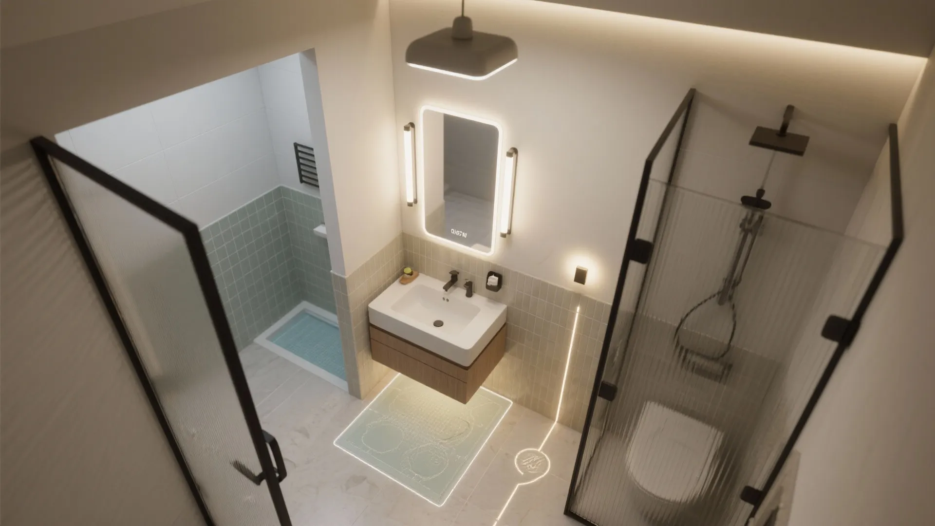 Lighting layers with anti-fog mirrors