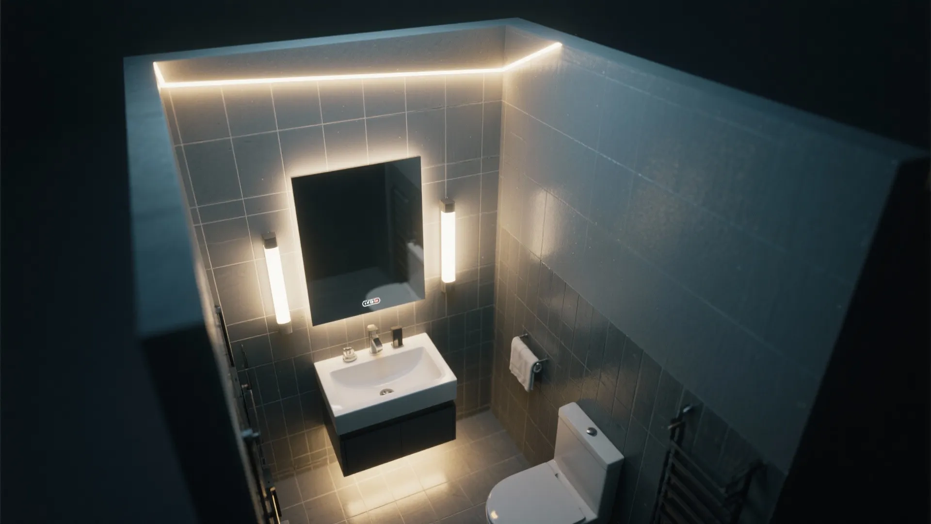 Smoked Tile and Soft-Glow Lighting