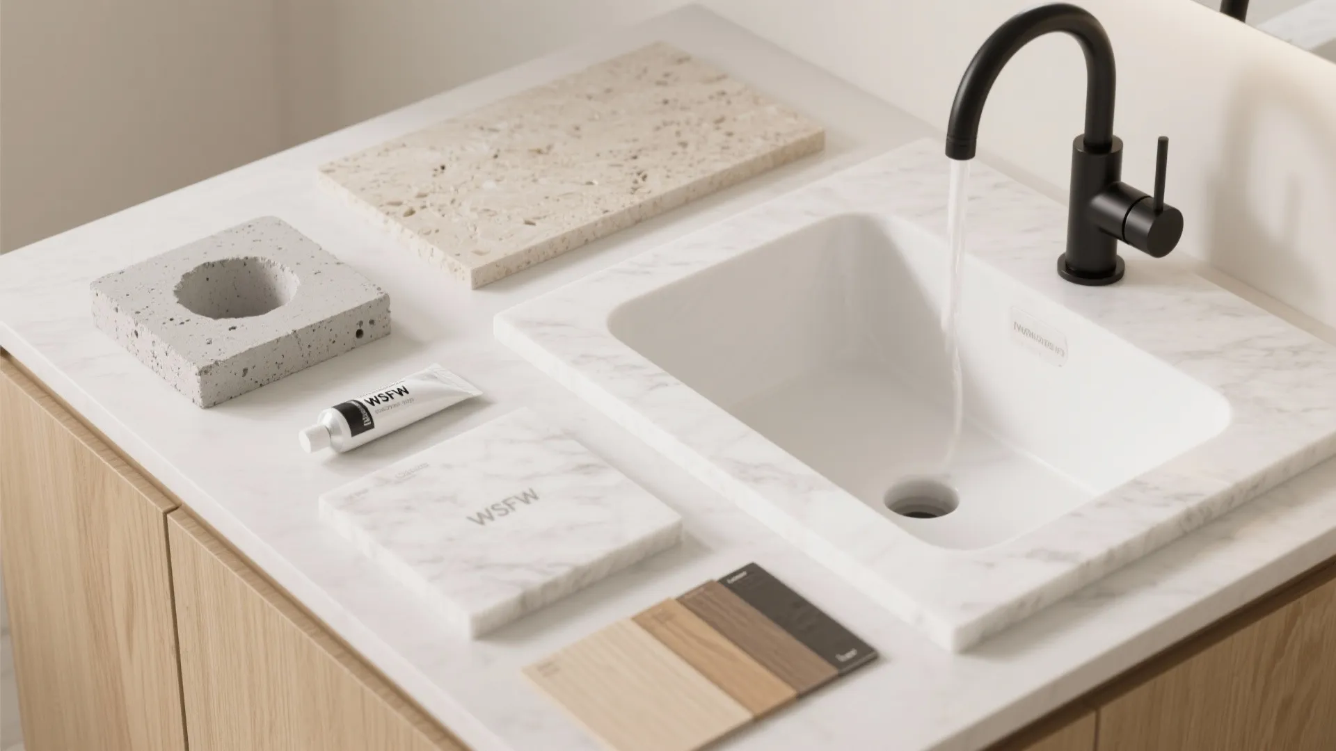 Integrated Sink and Countertop (One-Piece for Easy Cleaning)