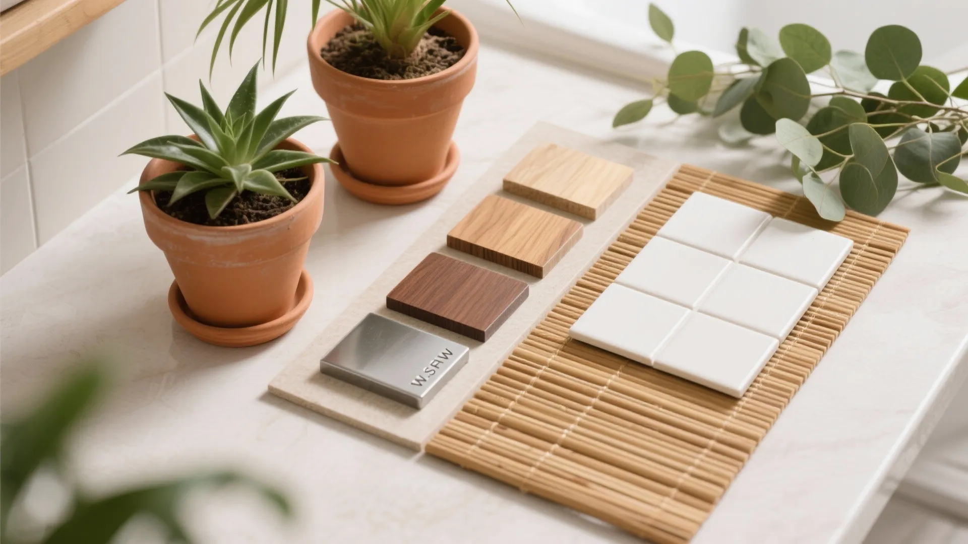 Clay and wood textures for warmth