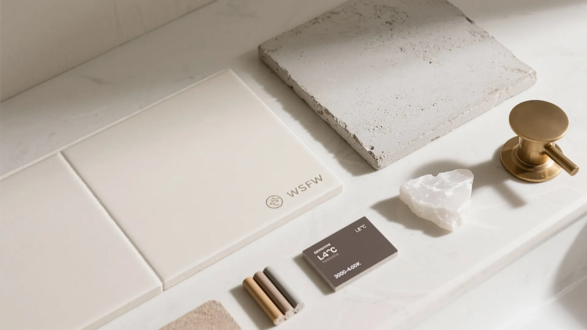 Light, matte tiles with contrasting grout