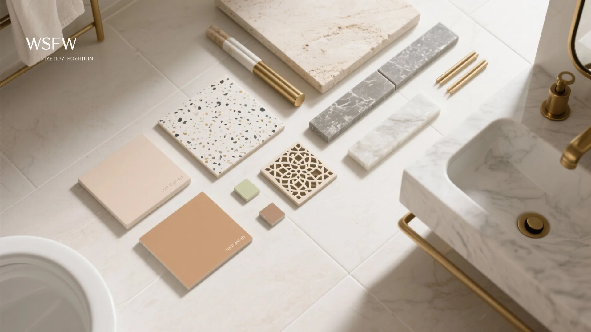 Material Palette: Anti-Skid Tiles, Stone Texture, and Warm Metals