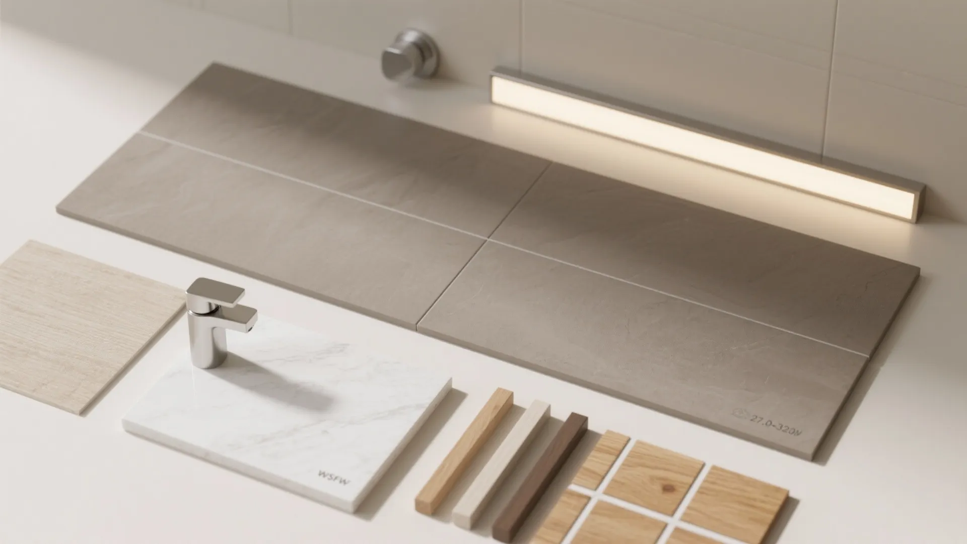 3) Continuous Materials: Large-format Tile and Linear Lighting