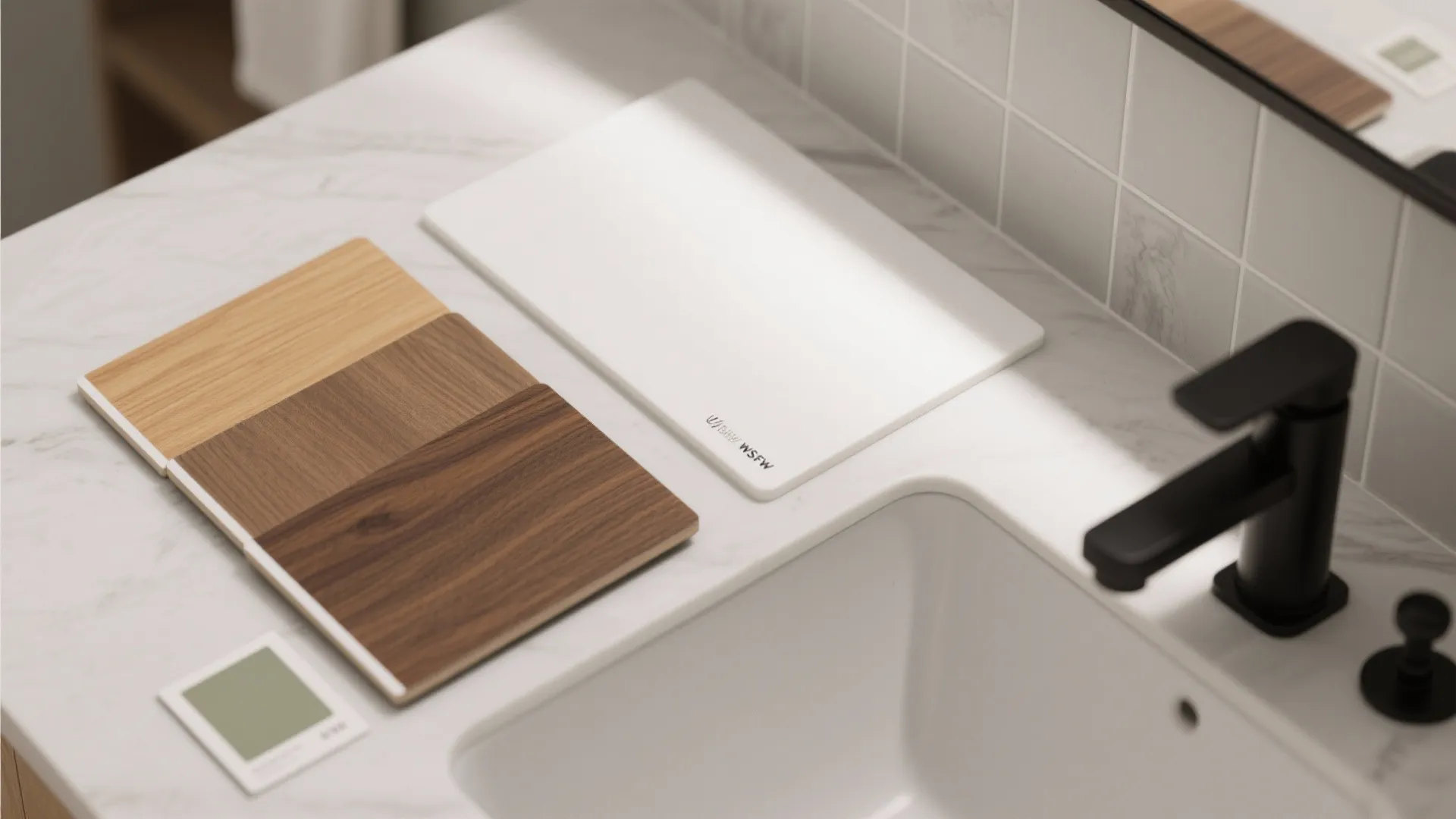 5) Warm wood tones with water-smart finishes