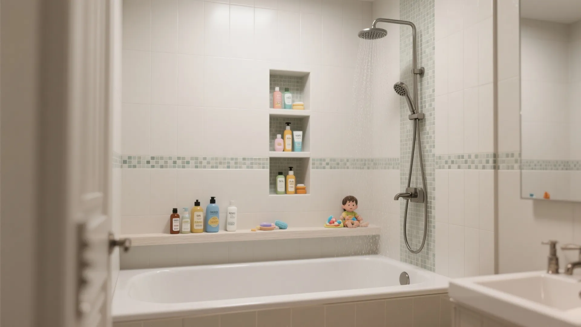 Built-in niches and ledges for shared storage