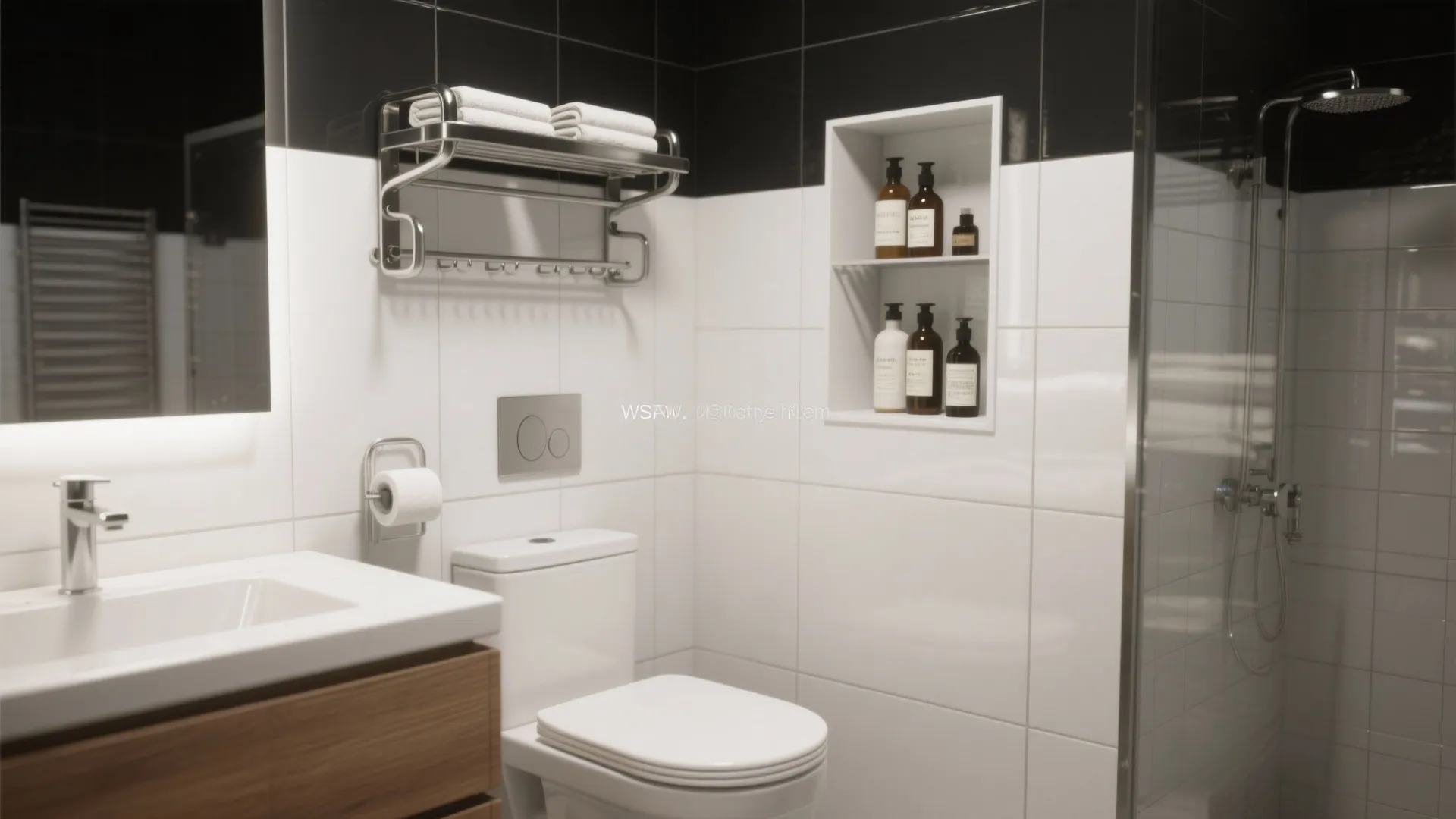 4) Bathroom verticals: over-toilet racks and niche shelves