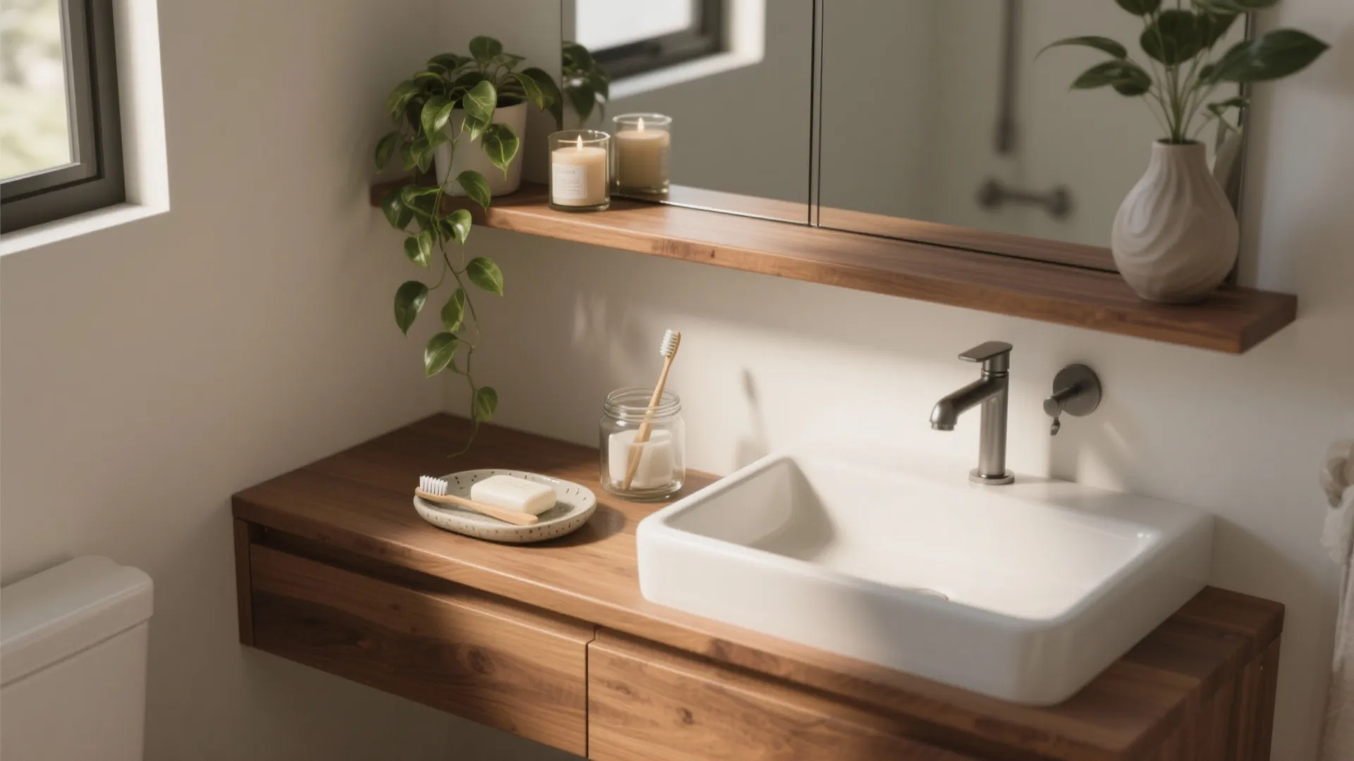 Decorate a Shelf in the Bathroom: 5 Ideas: Practical, moisture-safe and stylish shelf styling tips for small bathrooms from a pro designer