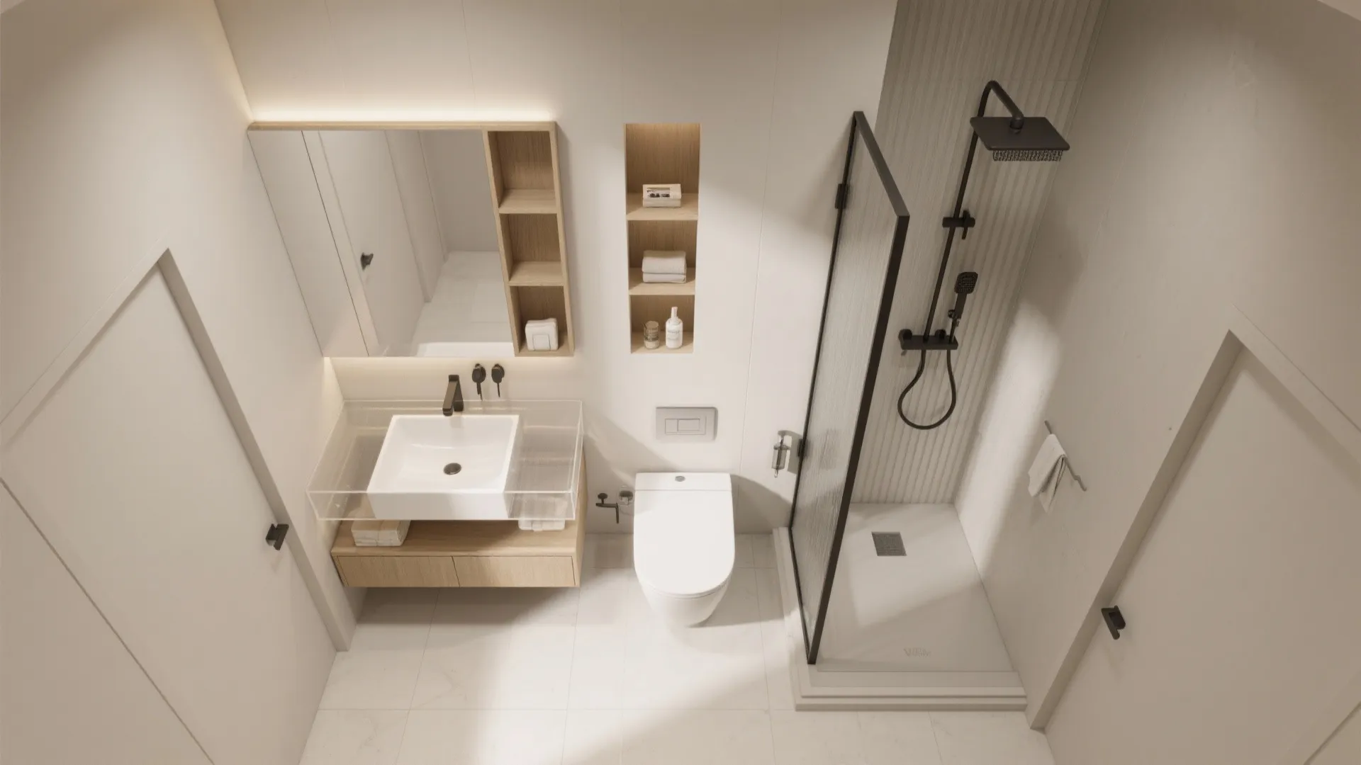 Floating Vanity + Niches for Real Storage