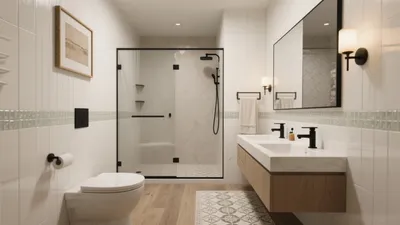 Modern Spa Bathroom Design with Natural Wood Accents