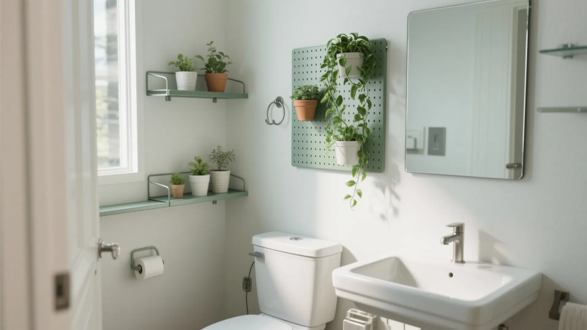 Go Vertical: Wall-Mounted Planters and Over-Toilet Shelves