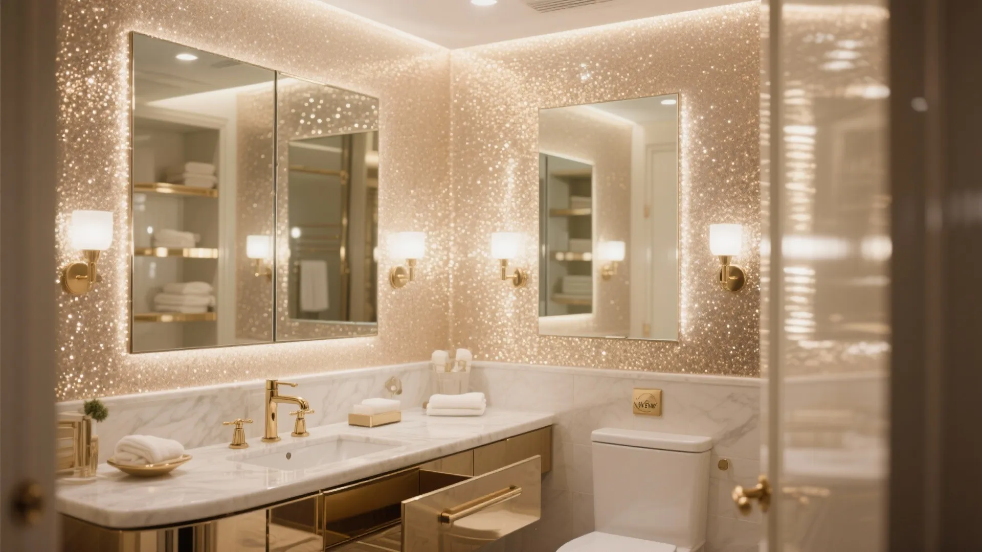 4. High-Gloss Backdrops for Small Bathrooms