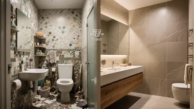 Modern Bathroom Design with Mosaic and Marble Tiles