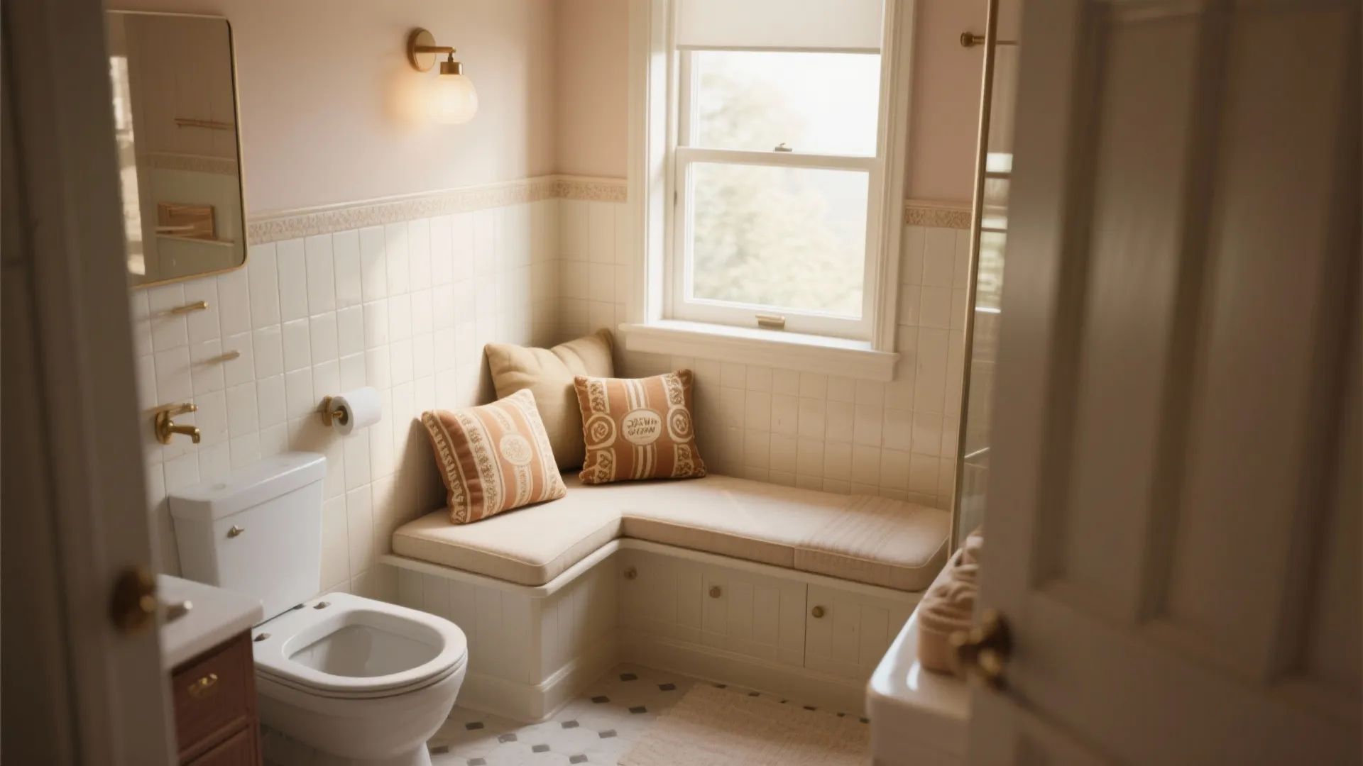 7. Built-In Bathroom Seating
