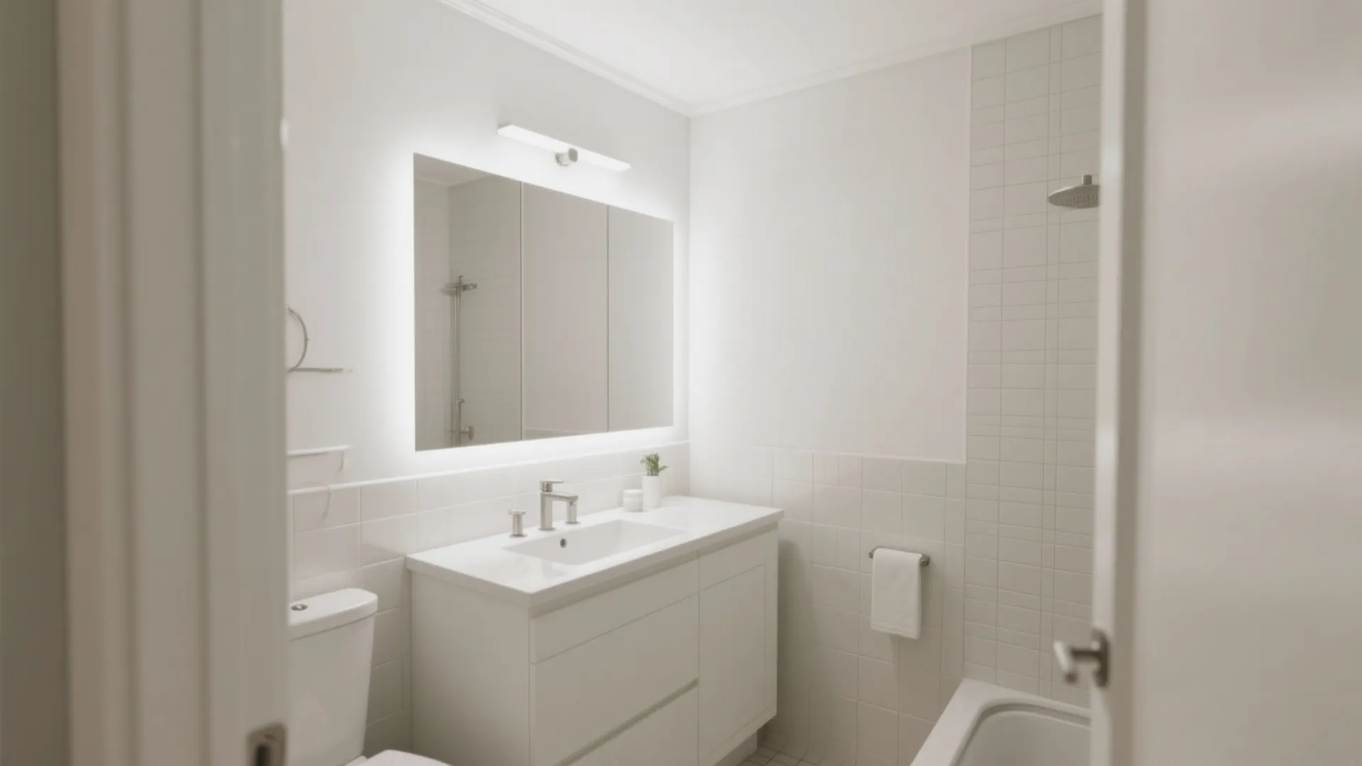 2. Brighten compact bathrooms