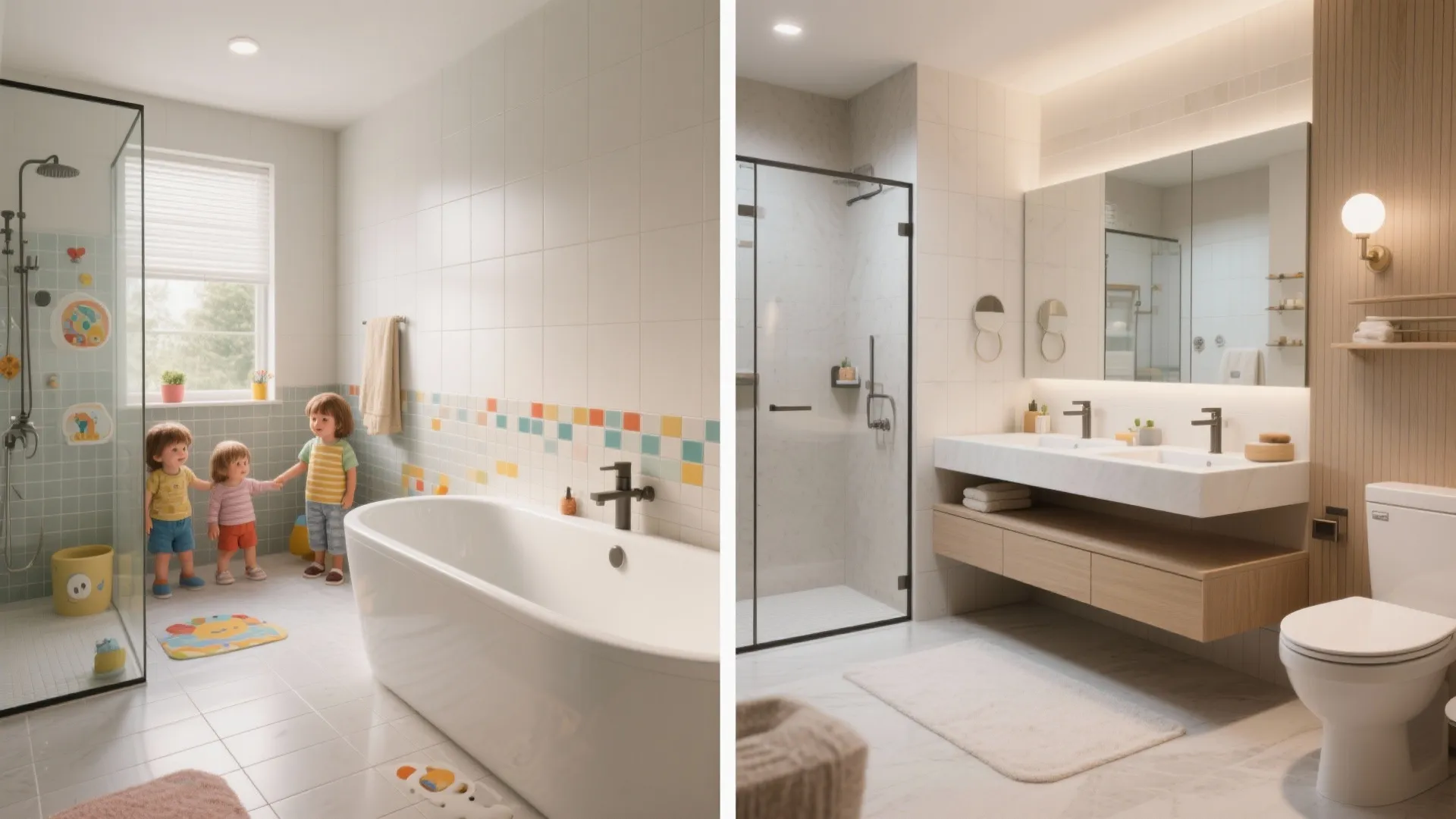 4. Two Bathrooms with Different Roles