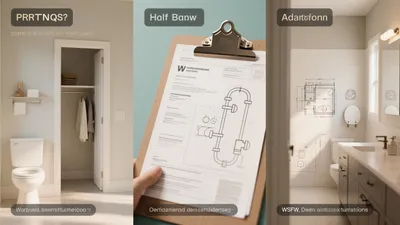 Modern Half Bathroom Design with Closet Storage