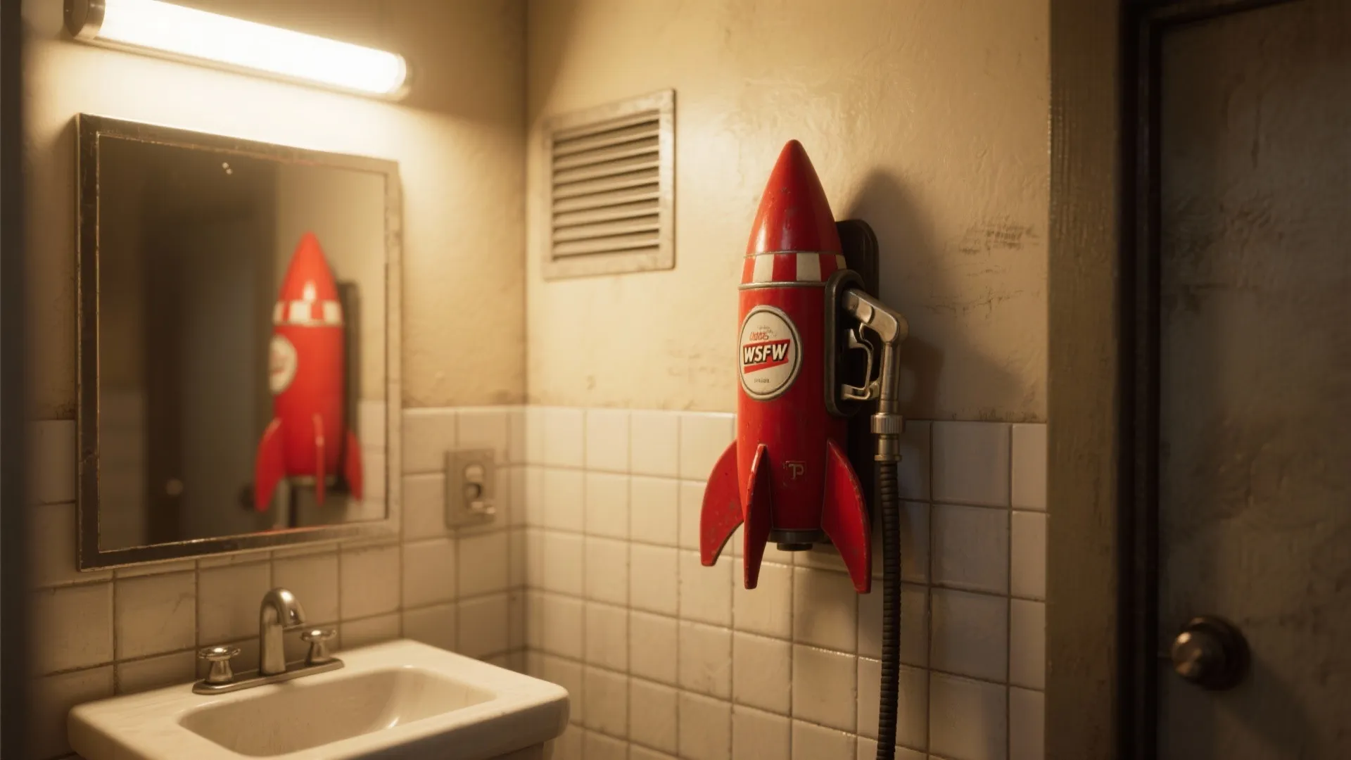 4. Bathroom Feature — Vintage Glow with Ventilation in Mind