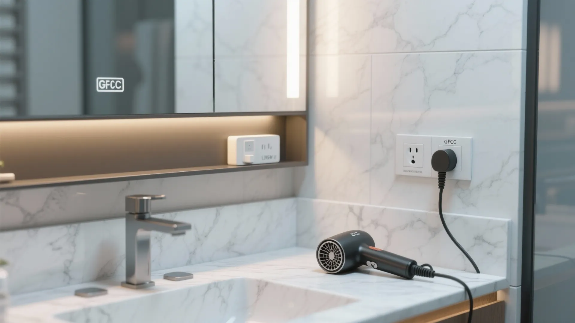 4. Bathroom Vanity Light with GFCI Outlet