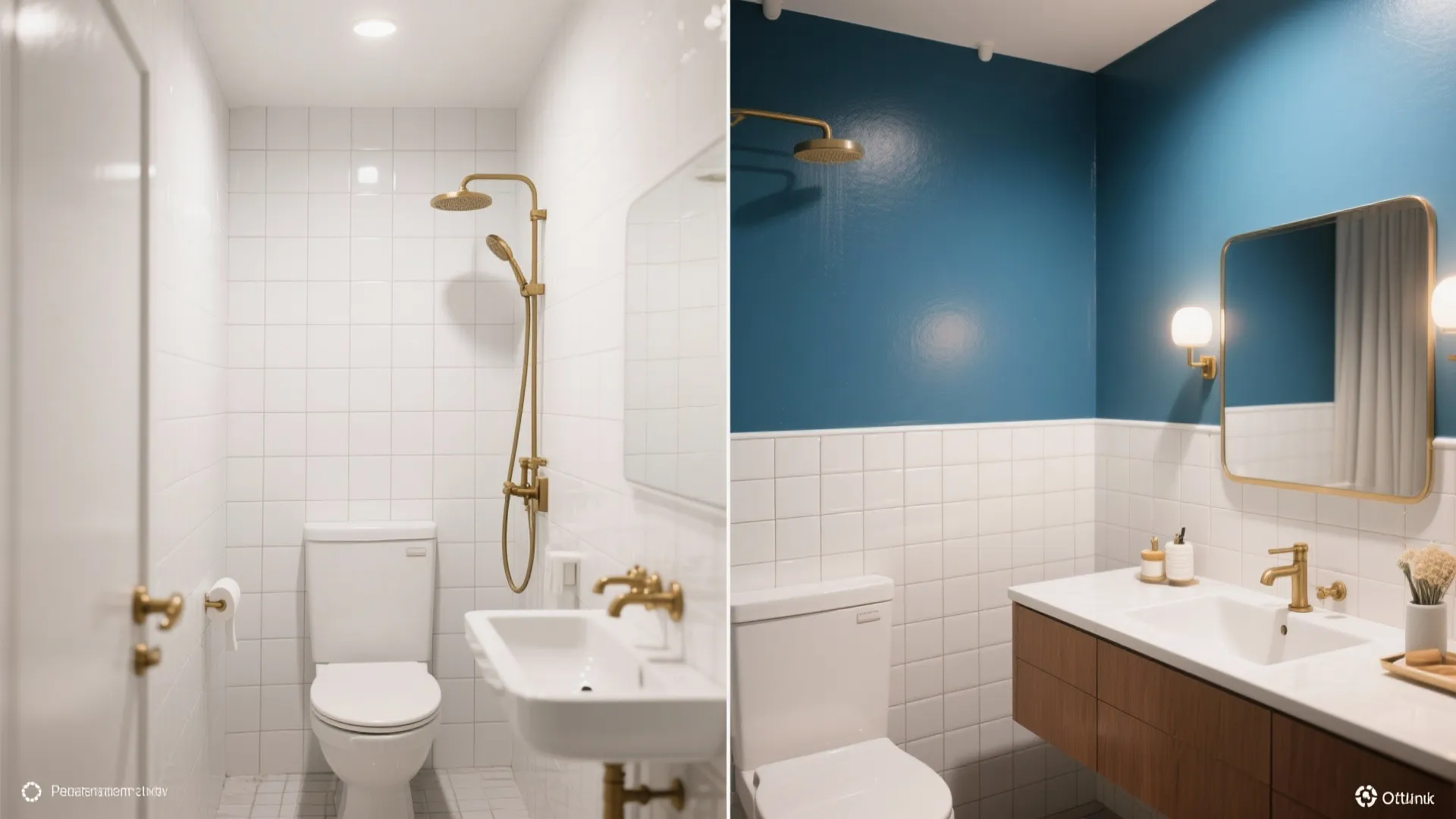 4. Blue Tiles and Half-Painted Bathroom Walls