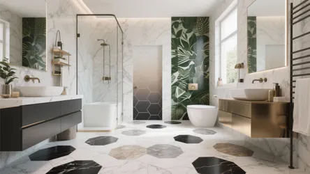 10 Hexagon Floor Tile Bathroom Ideas