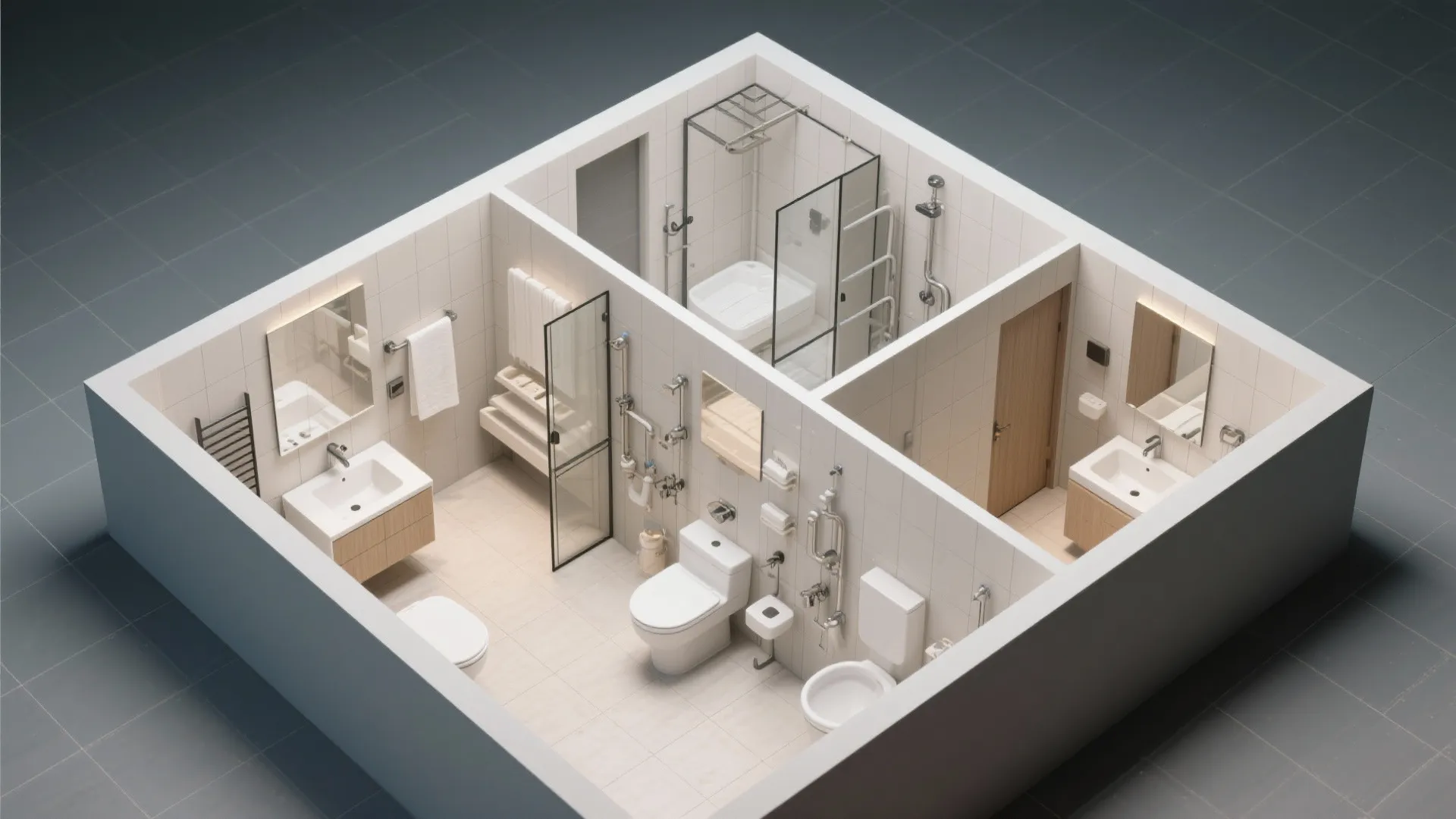 4. Smart trio of bathrooms for real-life flow