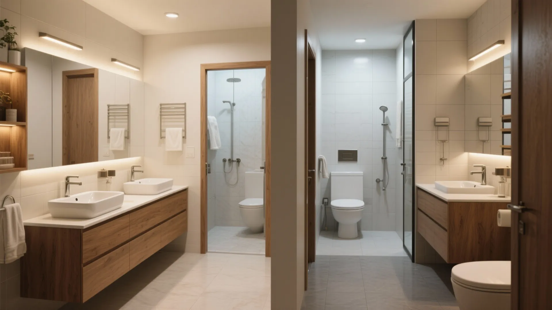 4. Two bathrooms optimized for morning routines
