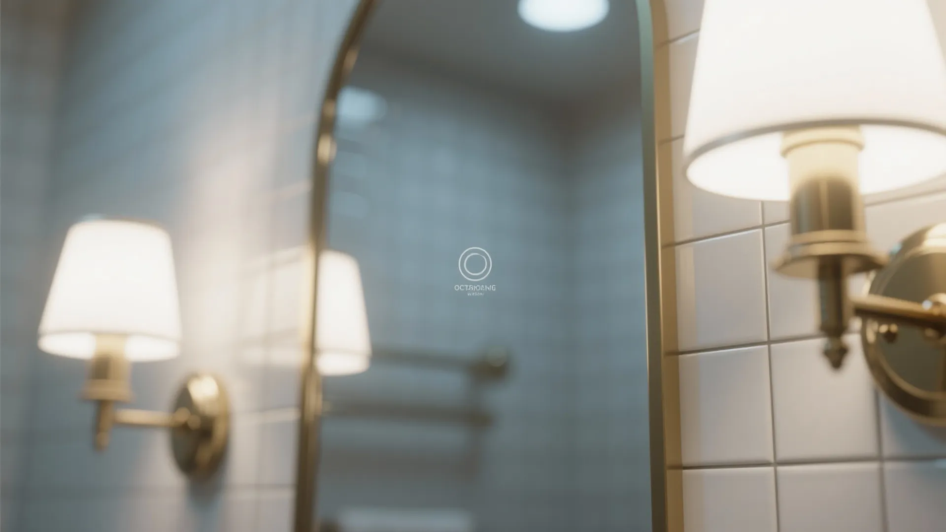 Close-up of modern bathroom LED light fixture