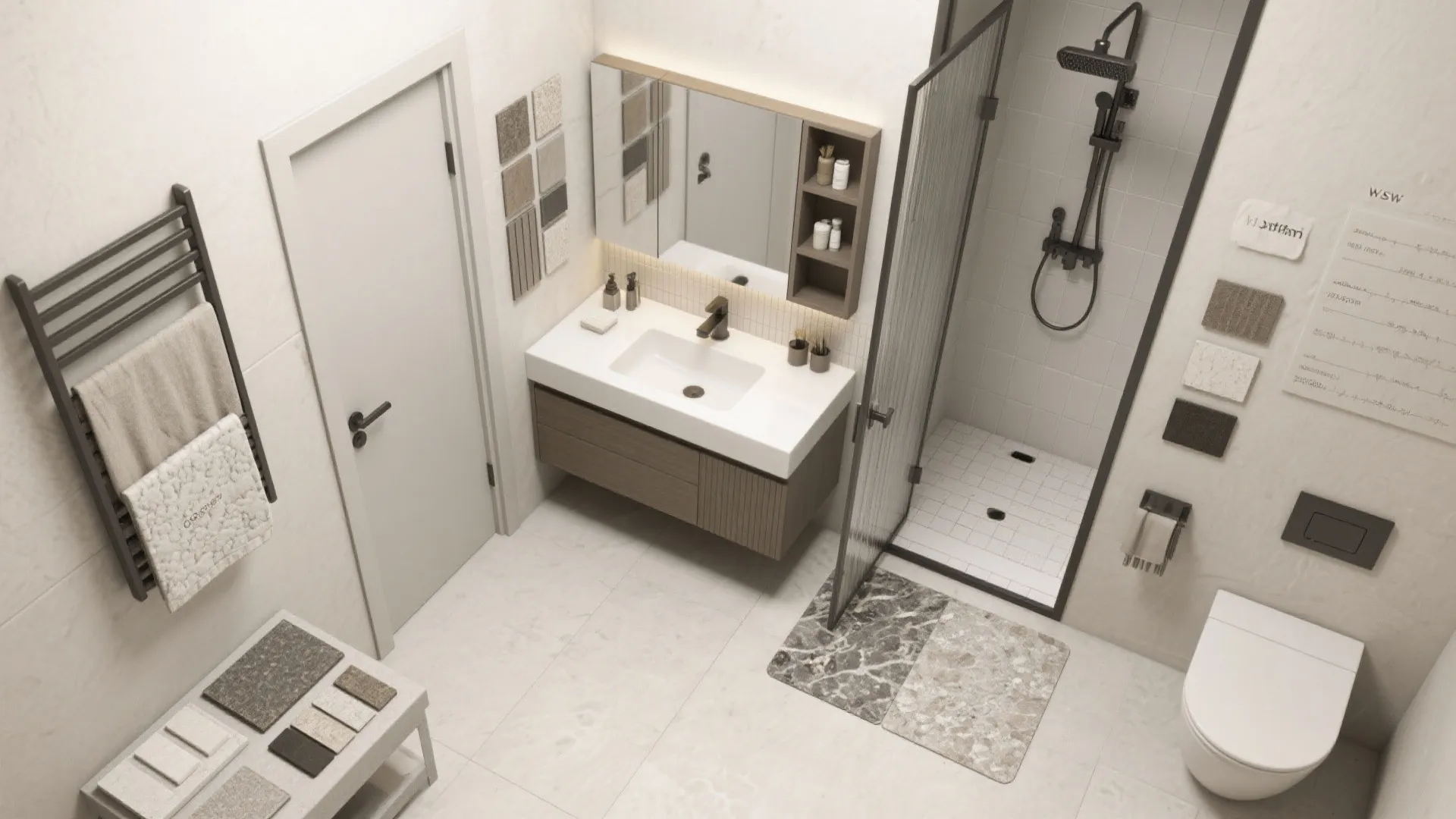 4. Half-bath near living spaces + efficient full baths