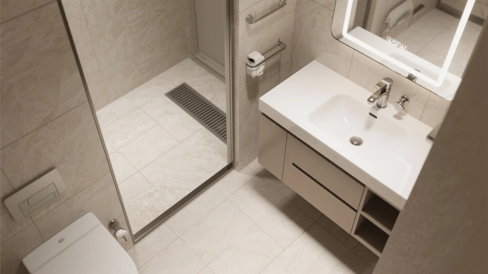 Hotel-level bathrooms in compact footprints