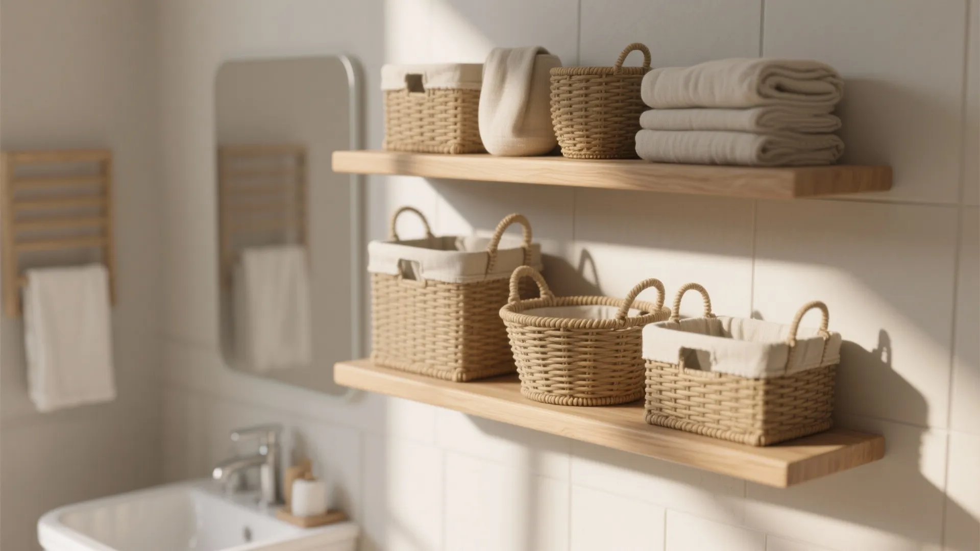 1. Open Shelving with Baskets