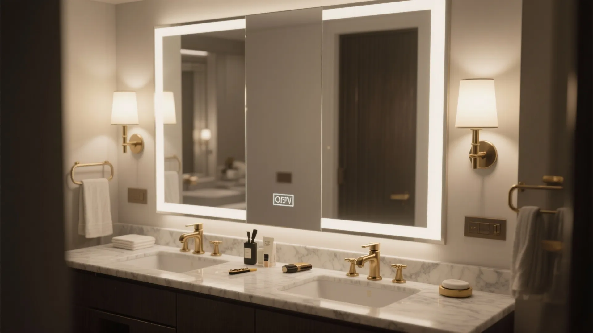 1. Mirror-flanking bathroom sconces for shadow-free light