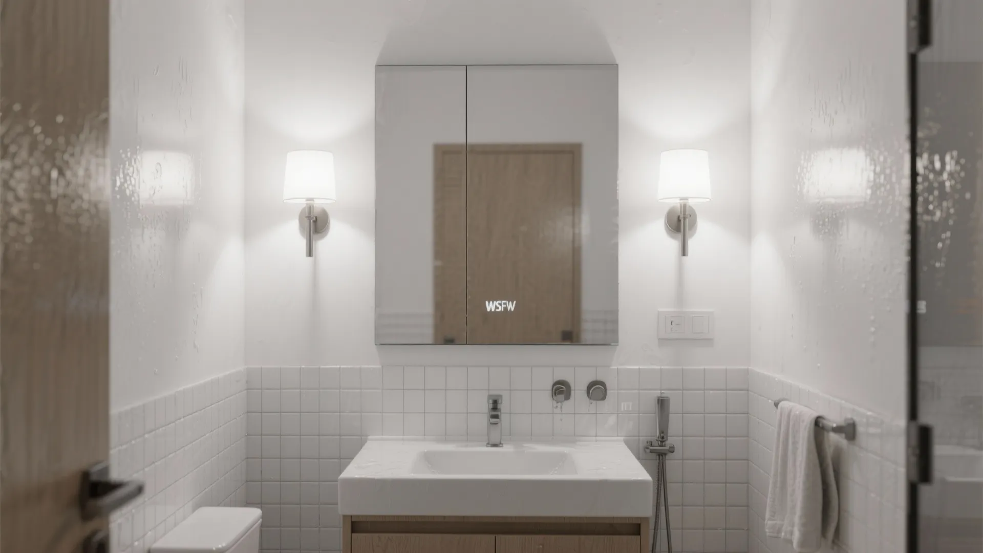 5. Waterproof white sconces for small bathrooms