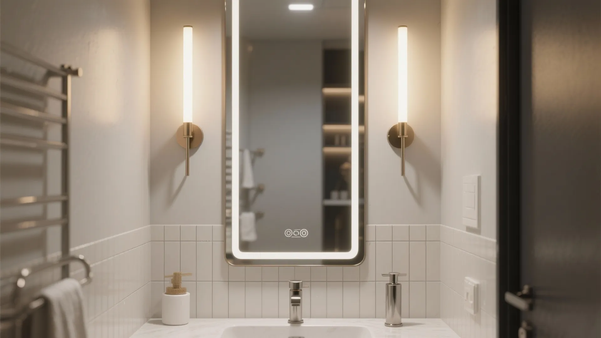 2. Flank a mirror in the bathroom