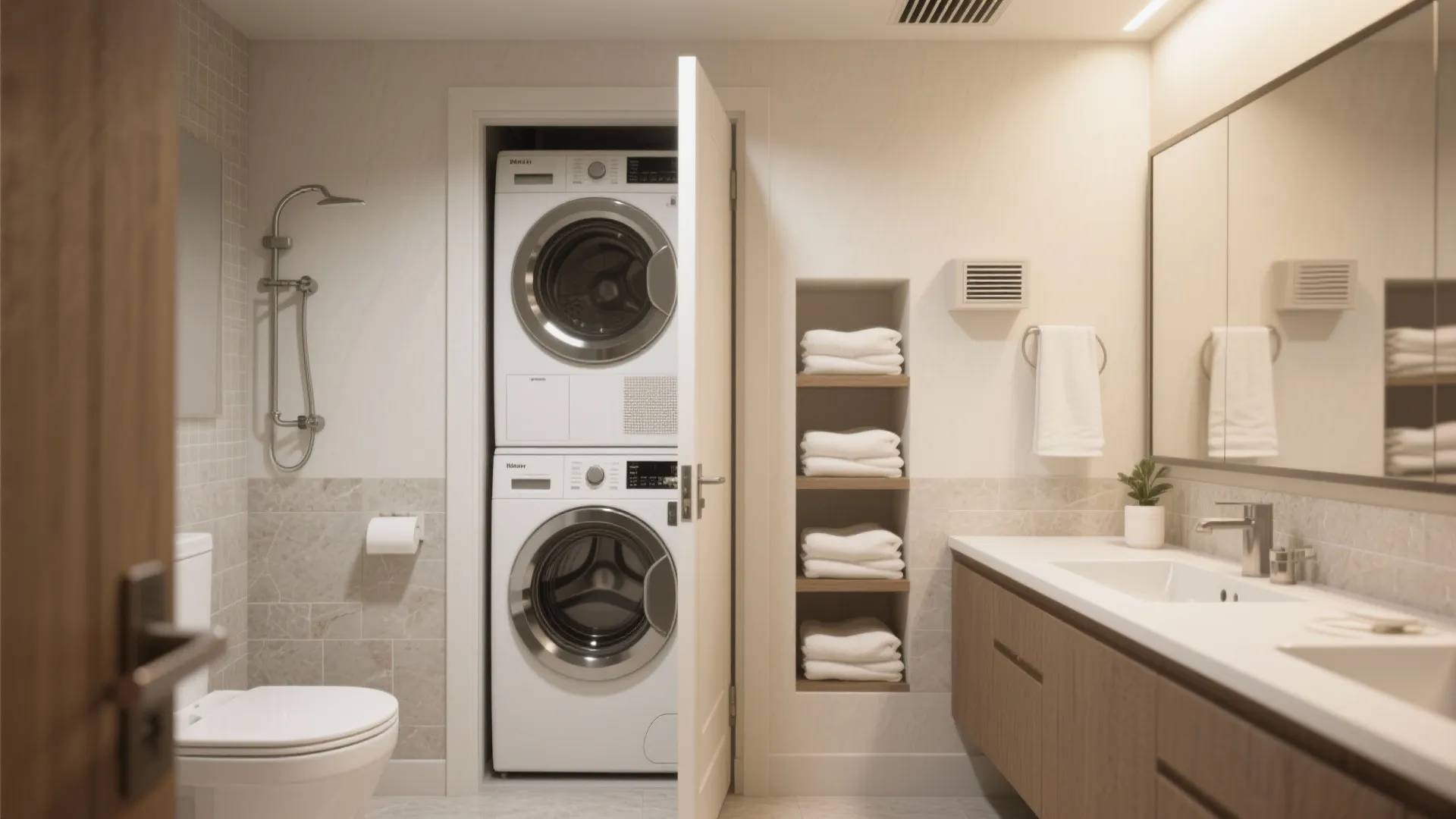 Inspiration 2: Bathroom Stack with Pocket Door