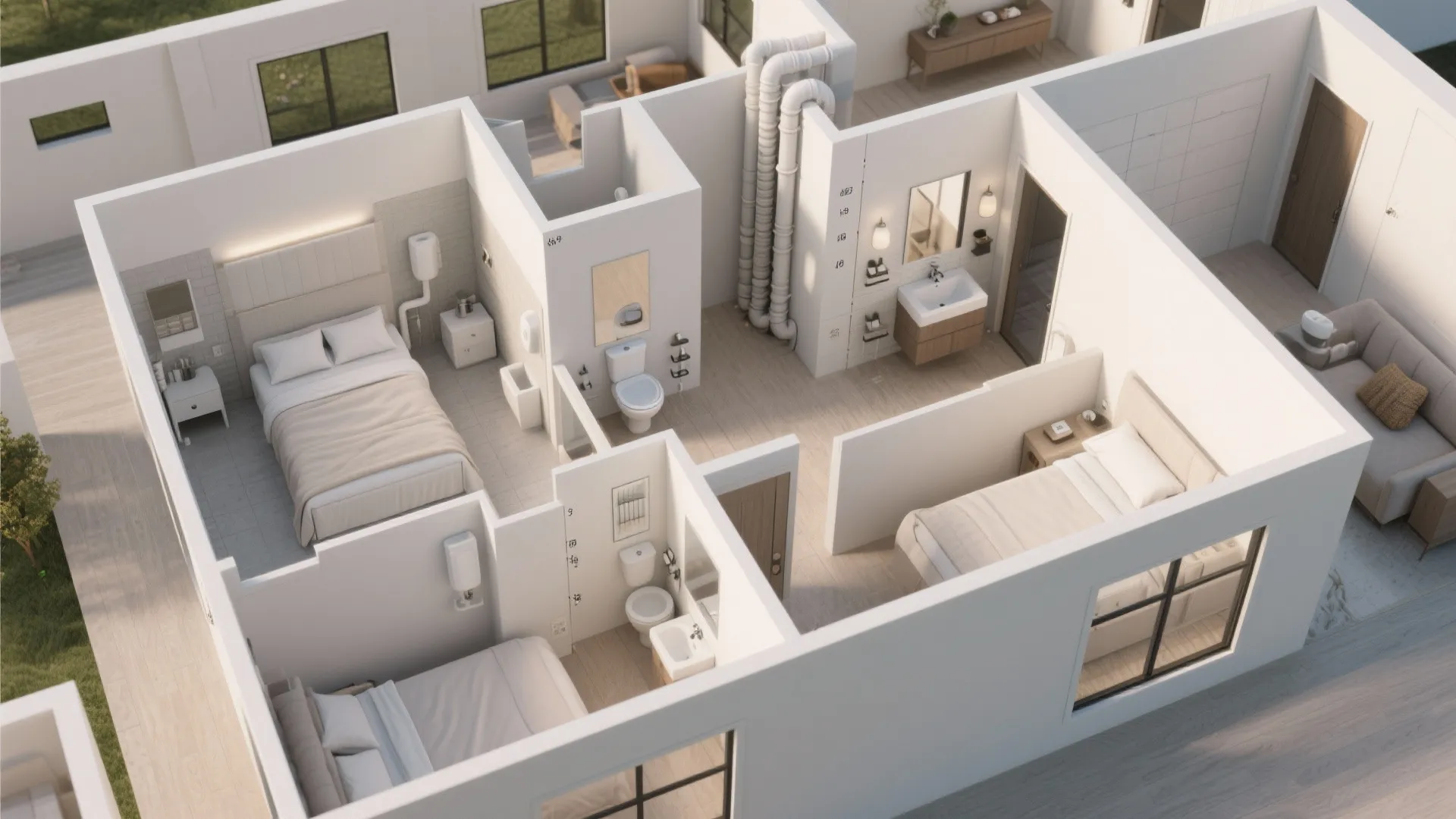 2. Smartly Place the 3 Baths Around Bedrooms